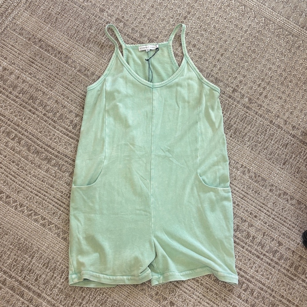 Sincerely Jules Mint Green Sleeveless Romper